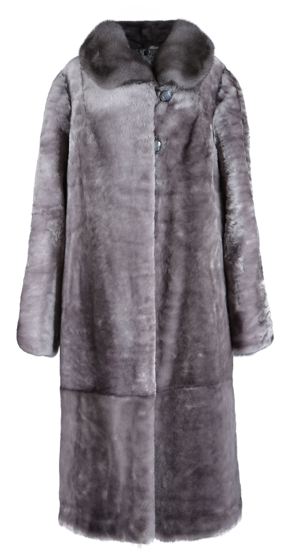 Пальто из мутона, цвет: Серый полоса, отделка Норка - купить за 48400 в магазине - Гипермаркет меха