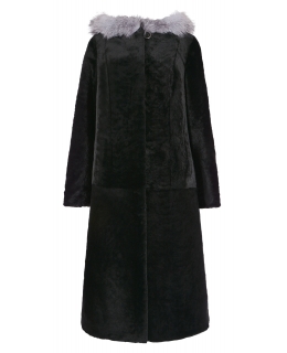 Пальто из мутона, цвет: Чёрный, отделка Блюфрост - купить за 60000 в магазине - Гипермаркет меха