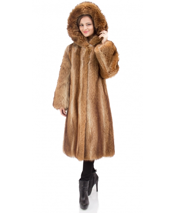 Пальто из меха енота, цвет: Кристалл - купить за 160500 в магазине - Гипермаркет меха