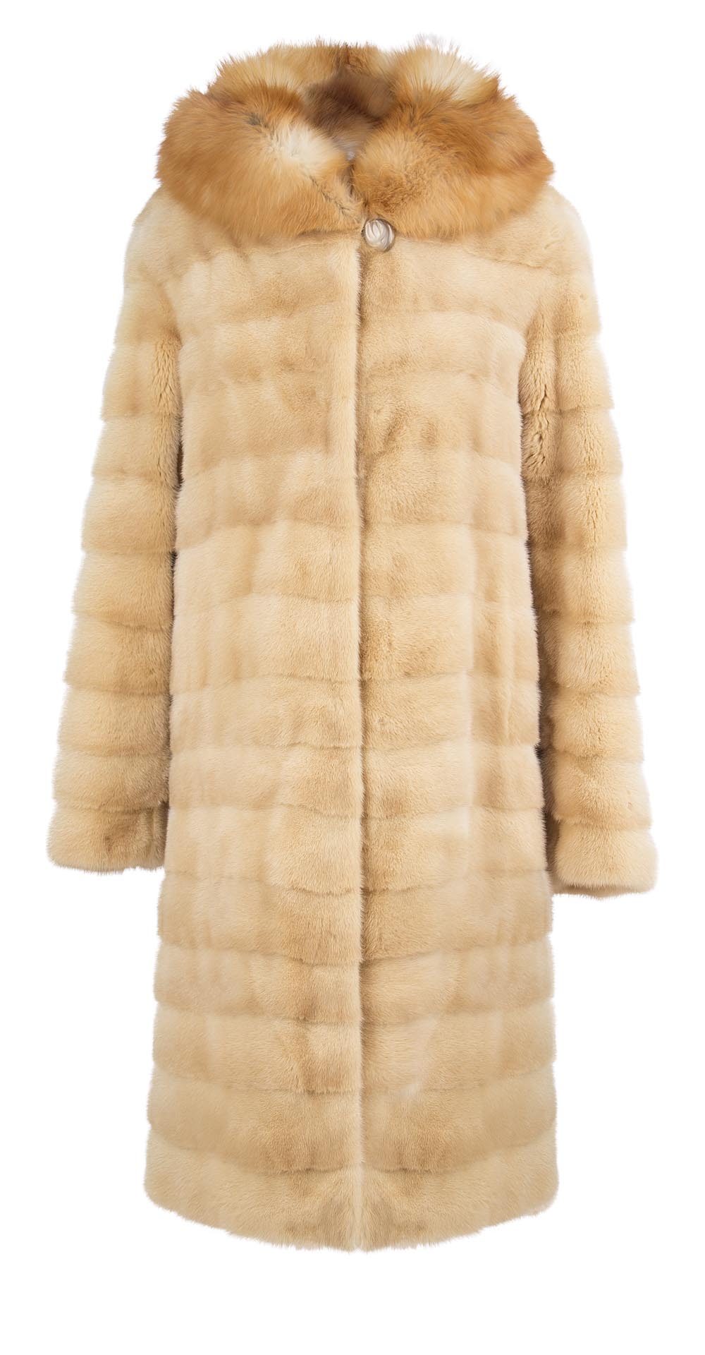 Пальто из меха норки, цвет: Паломино, отделка Лиса - купить за 169400 в магазине - Гипермаркет меха