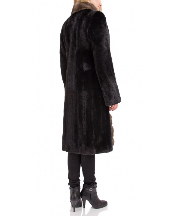 Пальто из меха норки, цвет: Чёрный, отделка Соболь - купить за 387900 в магазине - Гипермаркет меха
