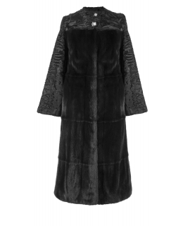 Пальто из меха норки, цвет: Чёрный, отделка Каракуль - купить за 222400 в магазине - Гипермаркет меха