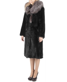 Пальто из меха норки, цвет: Чёрный, отделка Чернобурая лиса - купить за 200000 в магазине - Гипермаркет меха