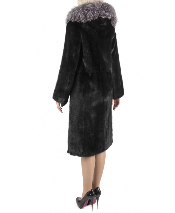 Пальто из меха норки, цвет: Чёрный, отделка Чернобурая лиса - купить за 200000 в магазине - Гипермаркет меха