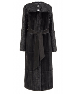 Пальто из меха норки, цвет: Чёрный, отделка Каракуль - купить за 270200 в магазине - Гипермаркет меха