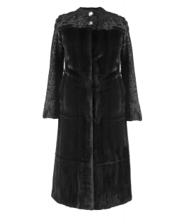 Пальто из меха норки, цвет: Чёрный, отделка Каракуль - купить за 270200 в магазине - Гипермаркет меха