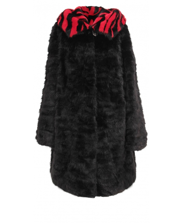 Полупальто из меха норки, цвет: Чёрный / Красный - купить за 60000 в магазине - Гипермаркет меха