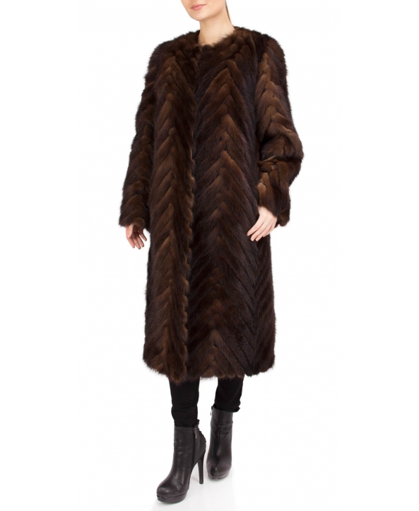 Пальто из меха норки, цвет: Коричневый - купить за 96400 в магазине - Гипермаркет меха