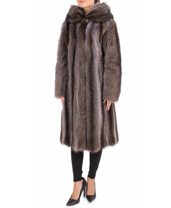 Пальто из меха енота, цвет: Серебристо-голубой - купить за 155800 в магазине - Гипермаркет меха