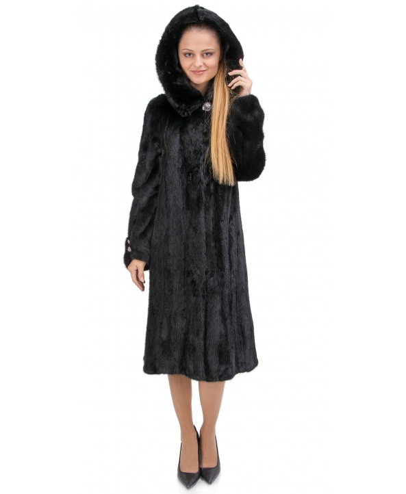 Пальто из меха норки, цвет: Чёрный - купить за 159600 в магазине - Гипермаркет меха