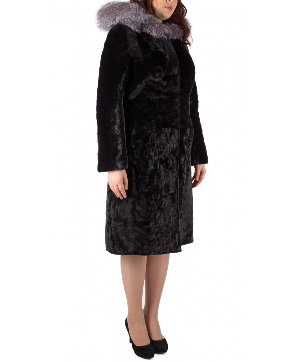 Пальто из мутона, цвет: Чёрный, отделка Блюфрост - купить за 50000 в магазине - Гипермаркет меха