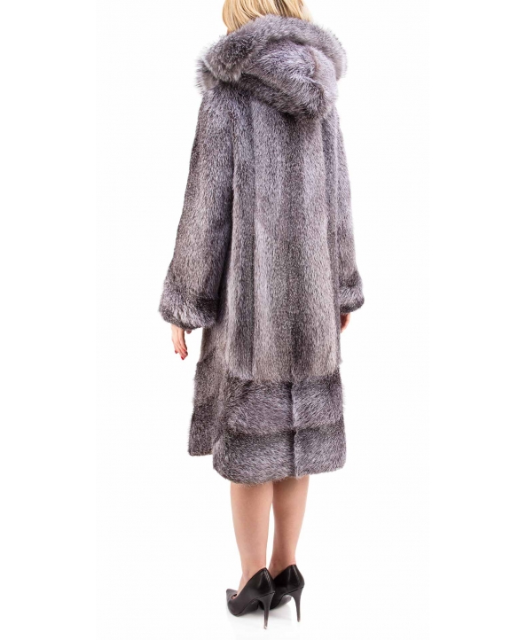 Пальто из меха нутрии, цвет: Серебро, отделка Блюфрост - купить за 50100 в магазине - Гипермаркет меха