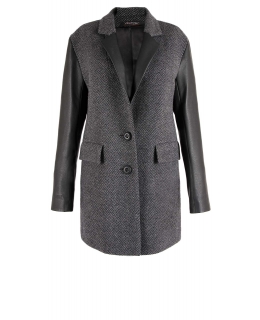 Пальто из шерсти, цвет: Серый, отделка Кожа - купить за 8800 в магазине - Гипермаркет меха
