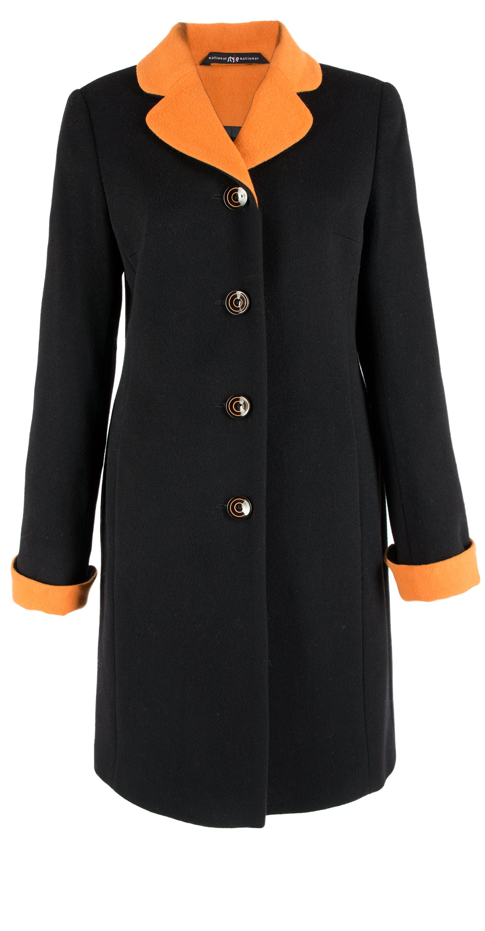 Пальто из шерсти, цвет: Чёрный / Оранжевый - купить за 7000 в магазине - Гипермаркет меха