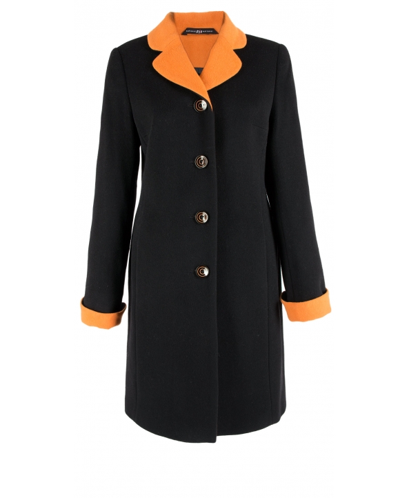 Пальто из шерсти, цвет: Чёрный / Оранжевый - купить за 7000 в магазине - Гипермаркет меха