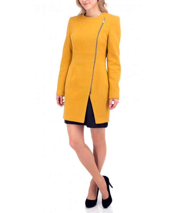 Пальто из шерсти, цвет: Горчица - купить за 7200 в магазине - Гипермаркет меха