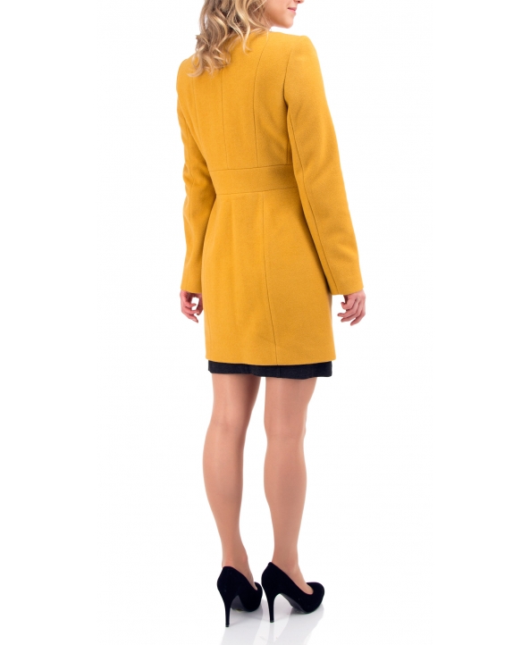 Пальто из шерсти, цвет: Горчица - купить за 7200 в магазине - Гипермаркет меха