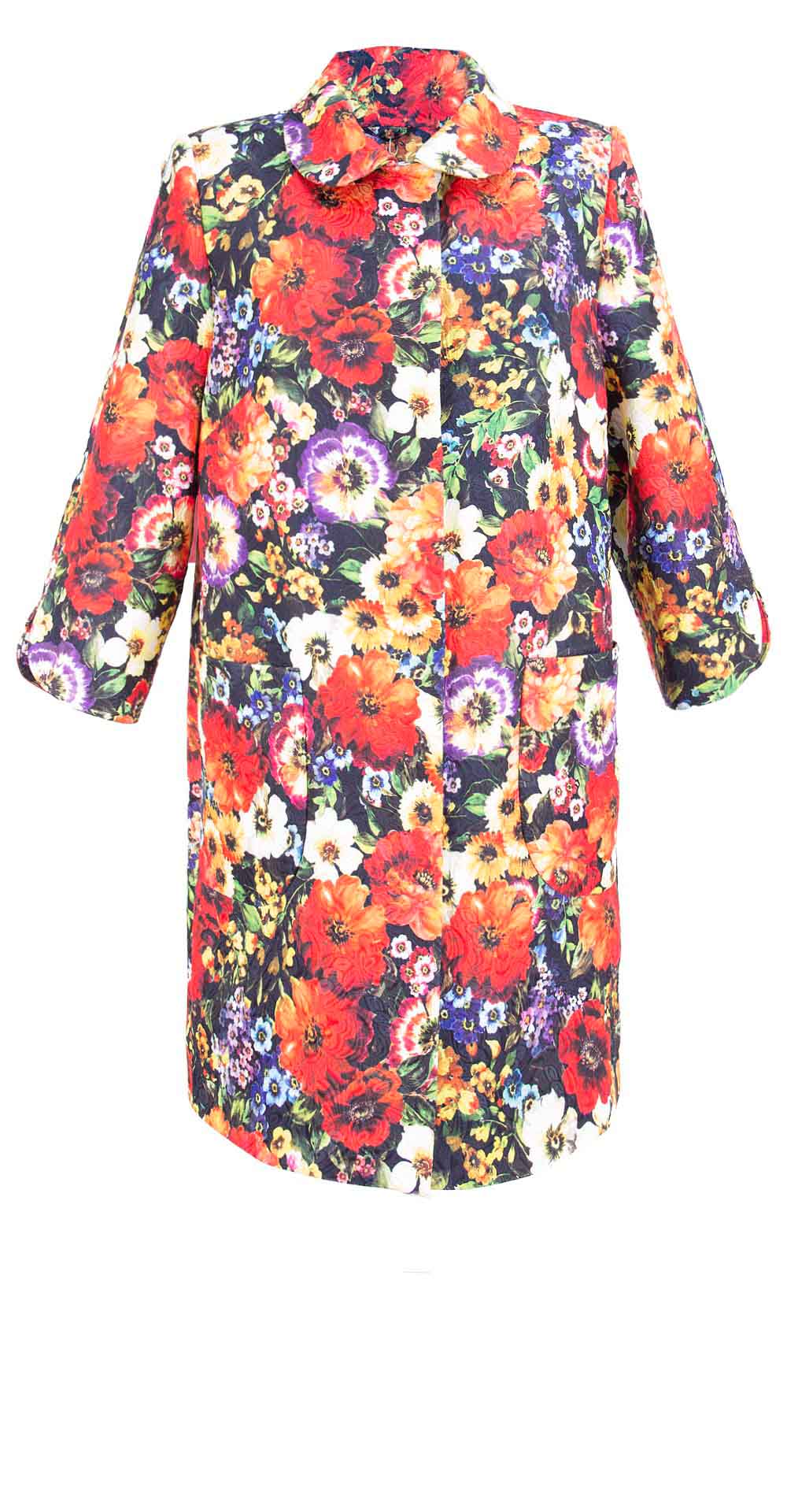 Пальто из текстиля, цвет: Цветы на синем - купить за 5800 в магазине - Гипермаркет меха