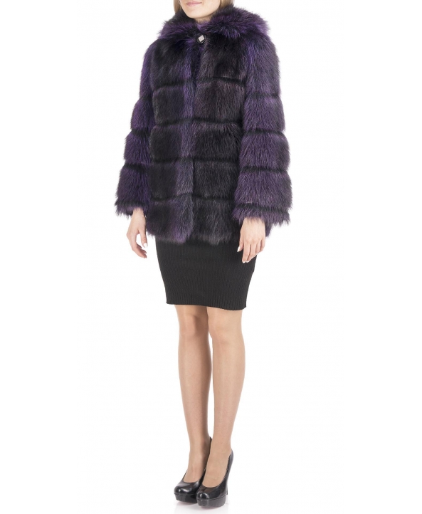 Полупальто из меха енота, цвет: Фиолетовый / Чёрный - купить за 83200 в магазине - Гипермаркет меха