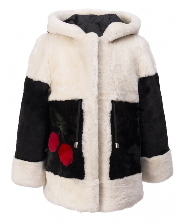 Пальто детское из мутона, цвет: Чёрный / Белый - купить за 11600 в магазине - Гипермаркет меха