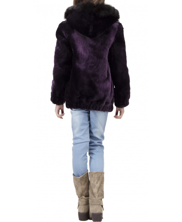 Пальто детское из мутона, цвет: Бордо, отделка Песец - купить за 14500 в магазине - Гипермаркет меха