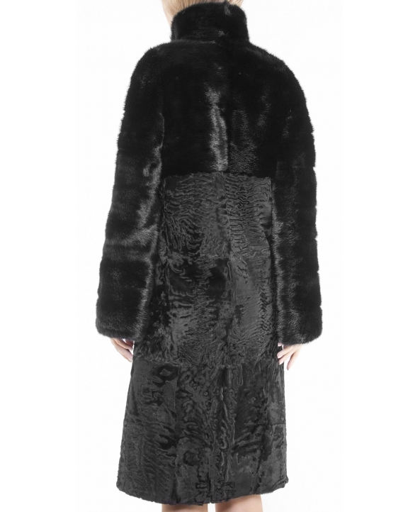 Пальто из каракуля, цвет: Чёрный, отделка Норка - купить за 88000 в магазине - Гипермаркет меха
