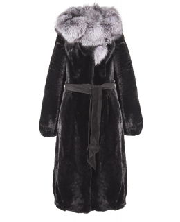 Пальто из мутона, цвет: Чёрный астраган, отделка Блюфрост - купить за 52800 в магазине - Гипермаркет меха