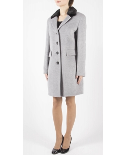 Пальто из шерсти, цвет: Серый, отделка Норка - купить за 20000 в магазине - Гипермаркет меха
