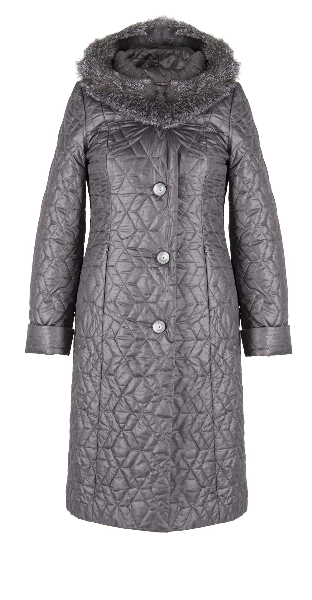 Пальто из полиэстера, цвет: Графит, отделка Блюфрост - купить за 16700 в магазине - Гипермаркет меха
