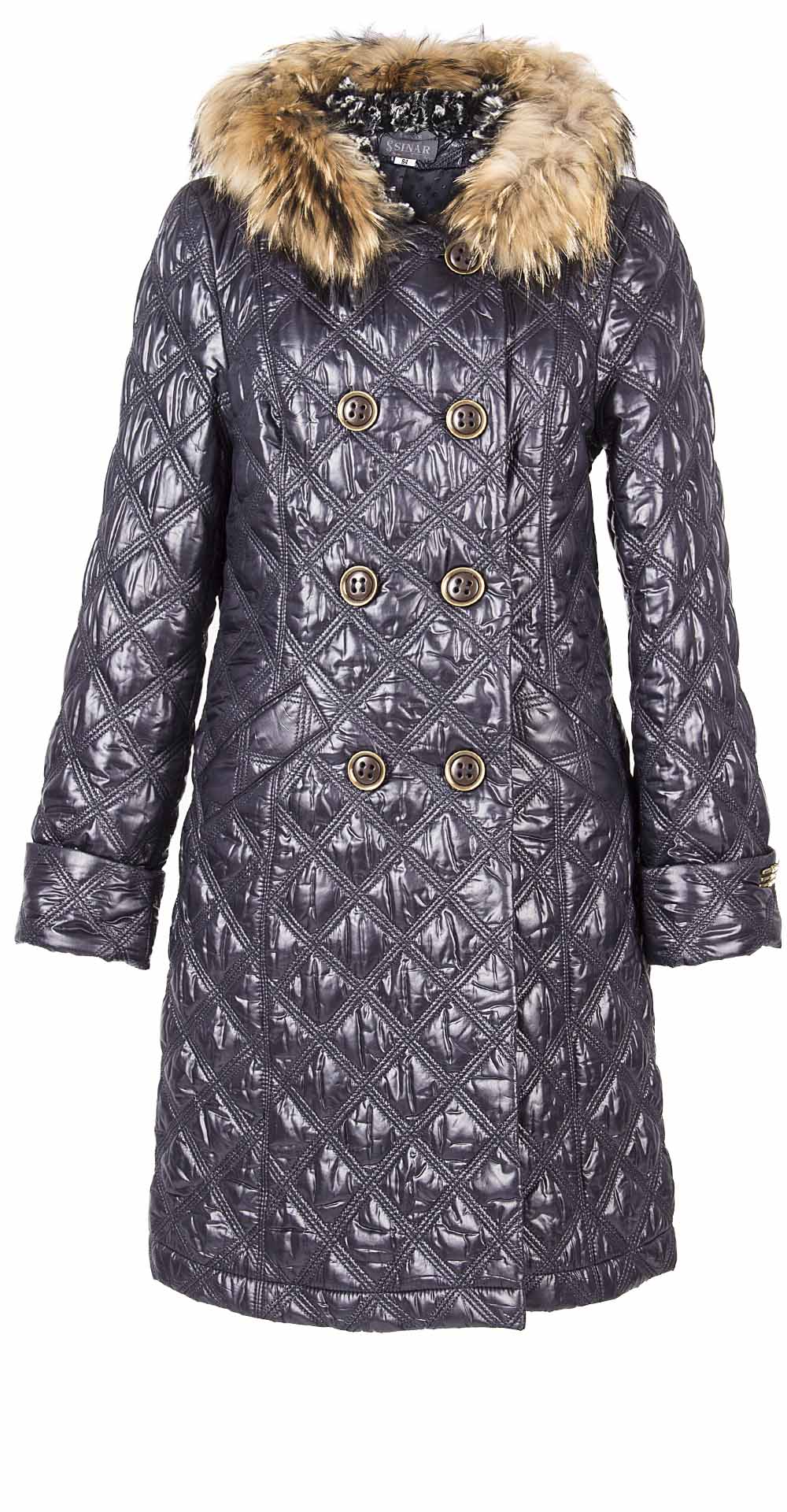 Пальто из полиэстера, цвет: Тёмно-синий, отделка Енот - купить за 12800 в магазине - Гипермаркет меха