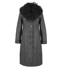 Пальто из полиэстера, цвет: Чёрный, отделка Лама - купить за 16100 в магазине - Гипермаркет меха