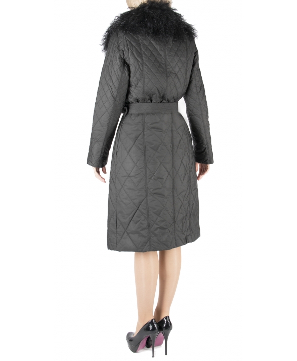Пальто из полиэстера, цвет: Чёрный, отделка Лама - купить за 16100 в магазине - Гипермаркет меха