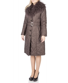 Пальто из полиэстера, цвет: Тёмно-коричневый, отделка Лама - купить за 16100 в магазине - Гипермаркет меха