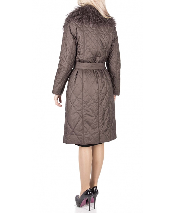 Пальто из полиэстера, цвет: Тёмно-коричневый, отделка Лама - купить за 16100 в магазине - Гипермаркет меха