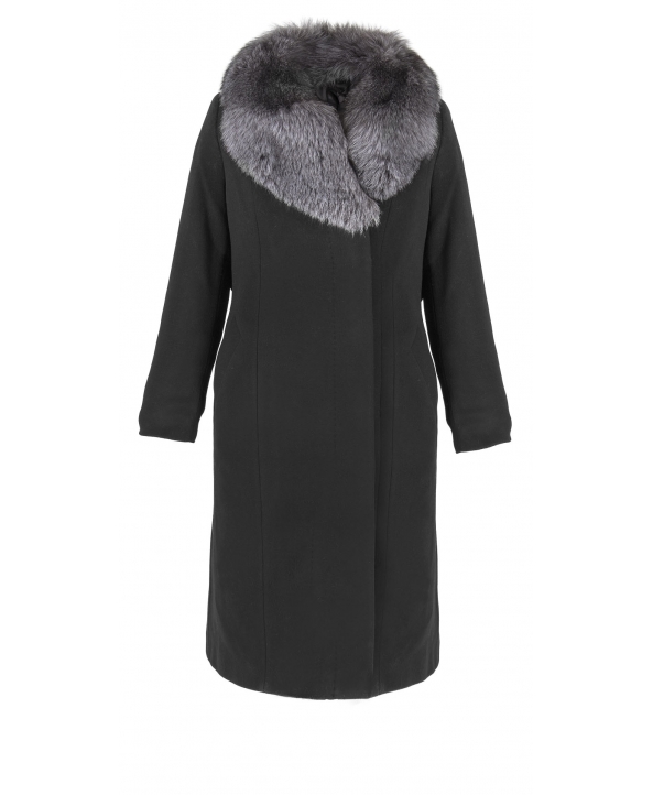 Пальто из шерсти, цвет: Чёрный, отделка Блюфрост - купить за 31000 в магазине - Гипермаркет меха