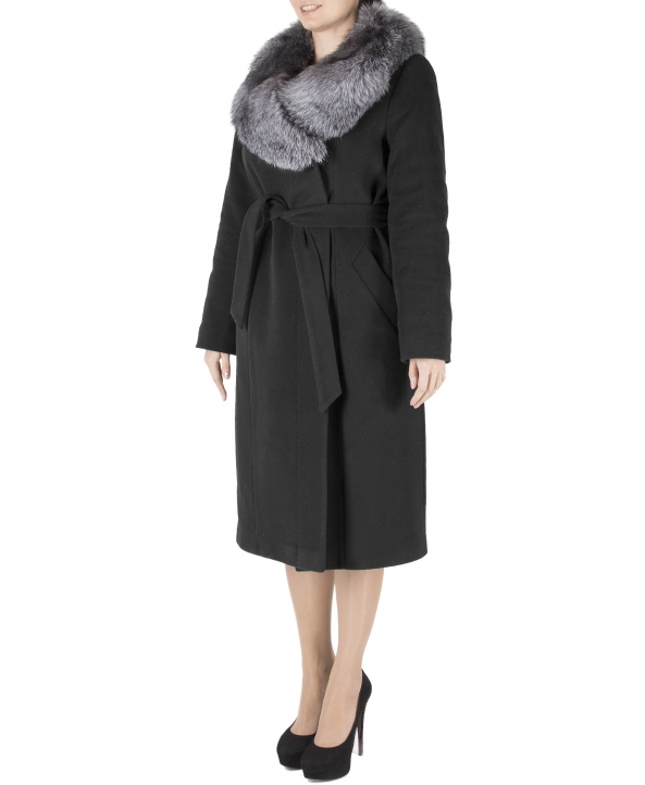 Пальто из шерсти, цвет: Чёрный, отделка Блюфрост - купить за 31000 в магазине - Гипермаркет меха