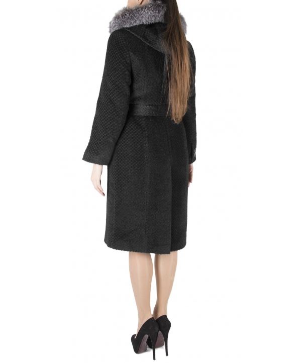 Пальто из шерсти, цвет: Чёрный, отделка Блюфрост - купить за 24800 в магазине - Гипермаркет меха