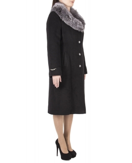 Пальто из шерсти, цвет: Чёрный, отделка Блюфрост - купить за 23500 в магазине - Гипермаркет меха