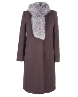 Пальто из шерсти, цвет: Тёмно-фиолетовый, отделка Блюфрост - купить за 20500 в магазине - Гипермаркет меха