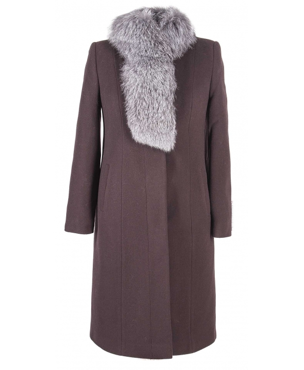 Пальто из шерсти, цвет: Тёмно-фиолетовый, отделка Блюфрост - купить за 20500 в магазине - Гипермаркет меха