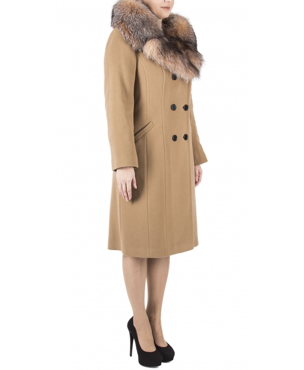 Пальто из шерсти, цвет: Бежевый, отделка Блюфрост - купить за 31000 в магазине - Гипермаркет меха