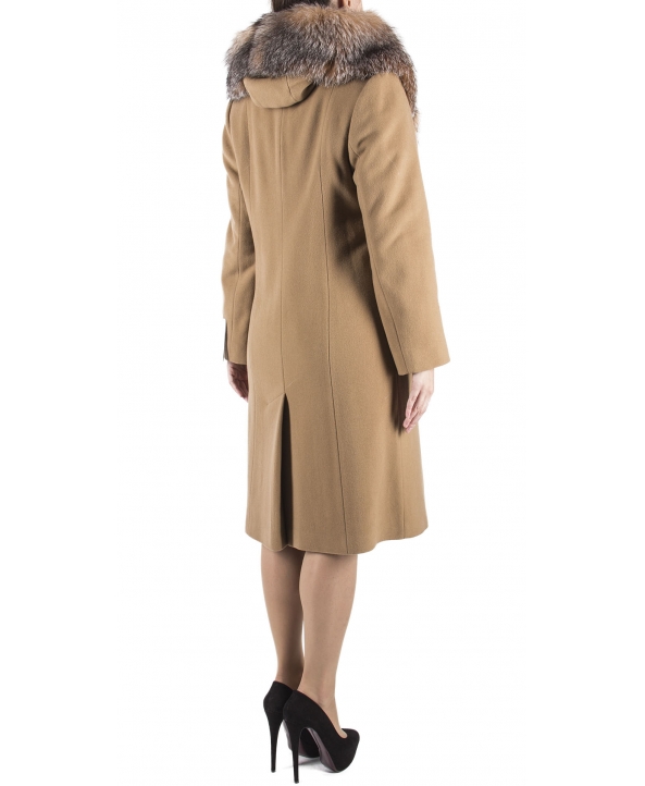 Пальто из шерсти, цвет: Бежевый, отделка Блюфрост - купить за 31000 в магазине - Гипермаркет меха