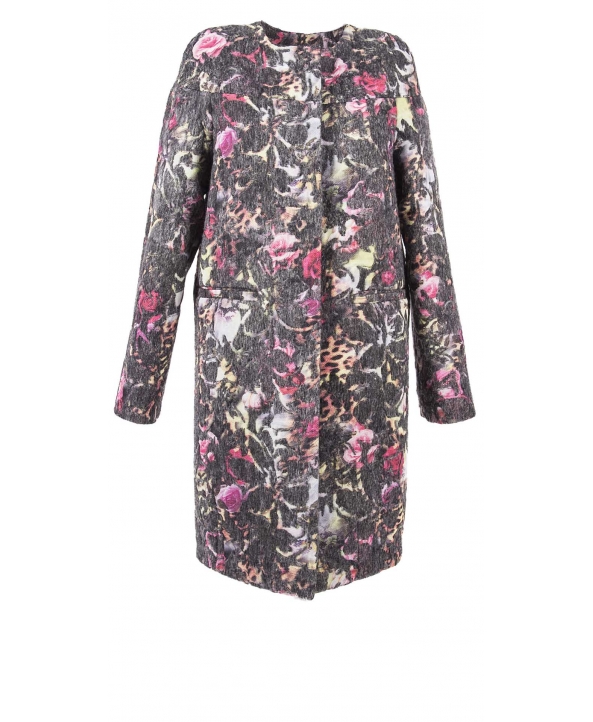 Пальто из текстиля, цвет: Мультиколор, отделка Шерсть - купить за 20000 в магазине - Гипермаркет меха