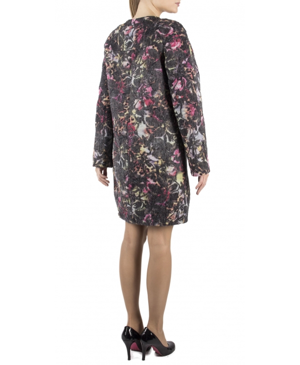 Пальто из текстиля, цвет: Мультиколор, отделка Шерсть - купить за 20000 в магазине - Гипермаркет меха