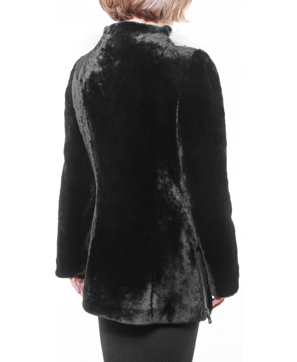 Полупальто из мутона, цвет: Чёрный, отделка Лама - купить за 37400 в магазине - Гипермаркет меха