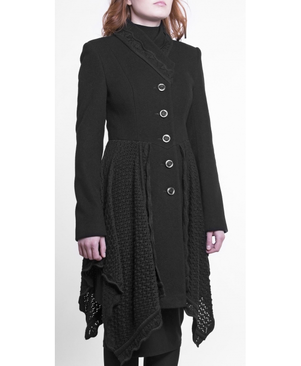 Пальто из шерсти, цвет: Чёрный, отделка Вязка - купить за 12000 в магазине - Гипермаркет меха