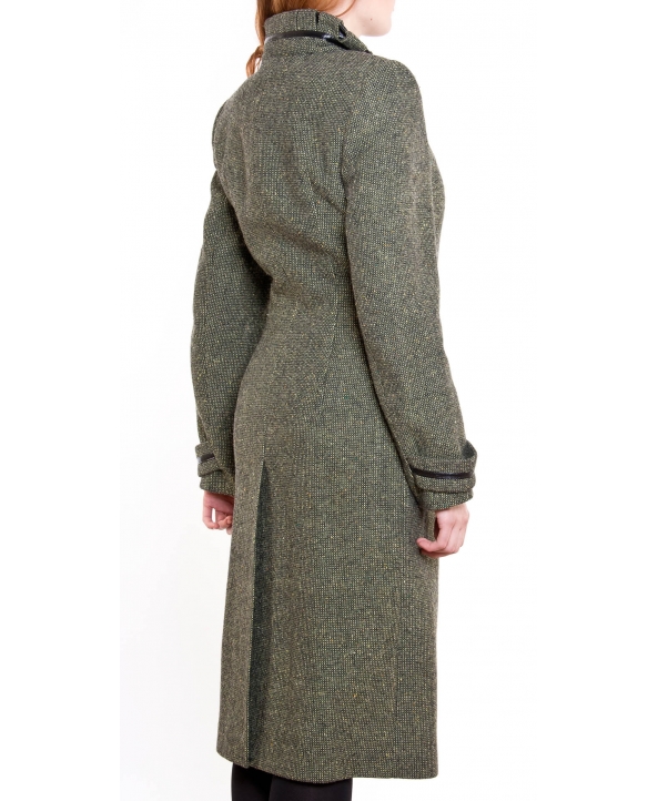 Пальто из шерсти, цвет: Олива, отделка Кожа - купить за 3600 в магазине - Гипермаркет меха
