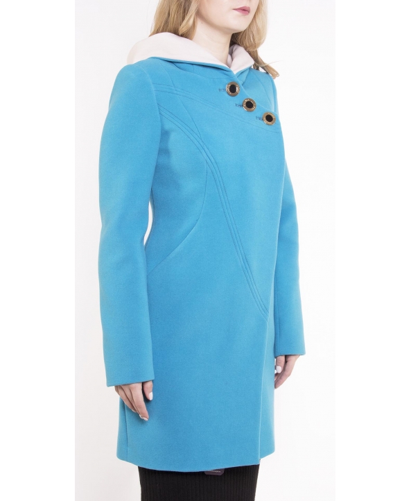 Пальто из шерсти, цвет: Бирюзовый - купить за 12200 в магазине - Гипермаркет меха